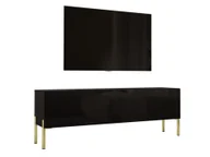 Szafki RTV - Szafka pod telewizor w kolorze czarnym matowym z nogami w kolorze złotym, A: szer: 140 cm cm, wys: 52 cm, gł: 32 cm. Meble pod telewizor, stolik pod telewizor, ława pod telewizor - miniaturka - grafika 1