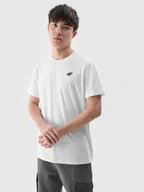 Koszulki sportowe męskie - Męski t-shirt basic 4F 4FWMM00TTSHM2256 - biały - miniaturka - grafika 1