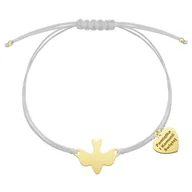 Bransoletki - Bransoletka GOŁĘBICA Duch Święty srebro pozłacane sznurek - miniaturka - grafika 1
