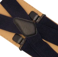 Dodatki do ubrań - Granatowe szerokie szelki do spodni typu X - czarne klamry T118 - miniaturka - grafika 1