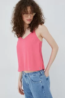 Koszulki i topy damskie - Tommy Jeans top damski kolor różowy - grafika 1