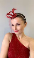 Ozdoby do włosów - Fascynator czerwony /oraz inne kolory - miniaturka - grafika 1