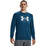 Bluzy sportowe męskie - Męska bluza dresowa nierozpinana UNDER ARMOUR UA Rival Terry Logo Crew - morski - miniaturka - grafika 1