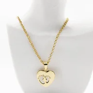 Naszyjniki - Naszyjnik Damski Stópki w Sercu Dla Mamy, Srebro p.925 Złocone Czystym Złotem - miniaturka - grafika 1