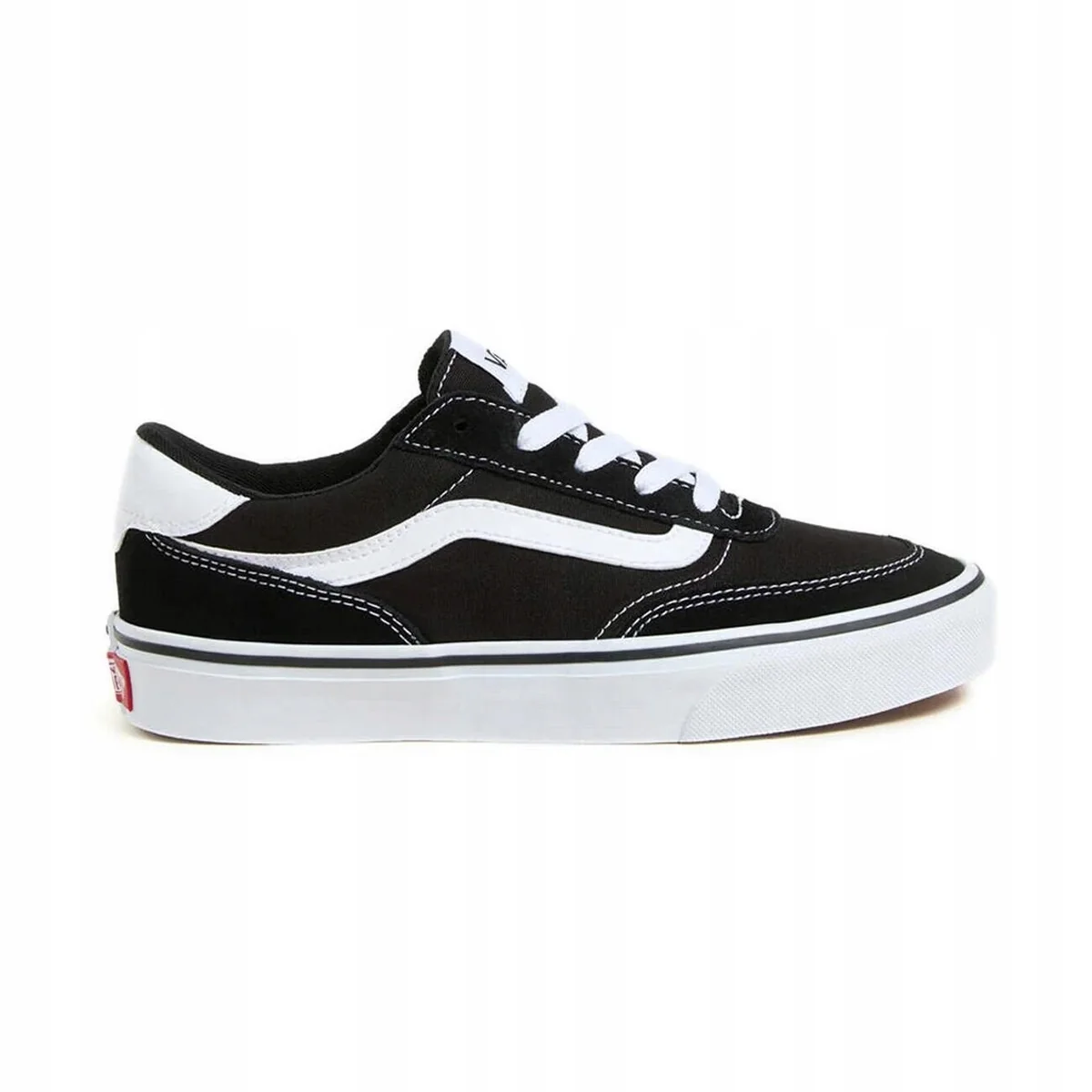 VANS BROOKLYN CZARNE DAMSKIE TRAMPKI Z BIAŁYM PASKIEM ZE SKÓRĄ 38,5 16MA