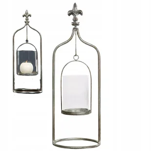 ŚWIECZNIK SZKLANY METALOWY na tealighty lampion retro do salonu prezent - Świeczniki - miniaturka - grafika 1