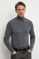 Swetry męskie - Calvin Klein sweter wełniany męski kolor szary lekki z półgolfem - miniaturka - grafika 1