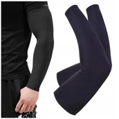 Pozostała odzież dla rowerzystów - OCHRONNY RĘKAW NA ROWER ELASTYCZNY ZAKRYWAJĄCY DO BIEGANIA ROWEROWY CZARNY - miniaturka - grafika 1