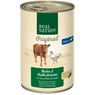 Mokra karma dla psów - REAL NATURE ADULT Serca cielęce i kurczak 12x400 g - miniaturka - grafika 1