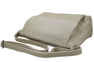 Torebka skórzana z zamszową klapką - Beżowa jasna - Torebki damskie Torebka skórzana z zamszową klapką - Beżowa jasna - Torebki damskie - miniaturka - grafika 6