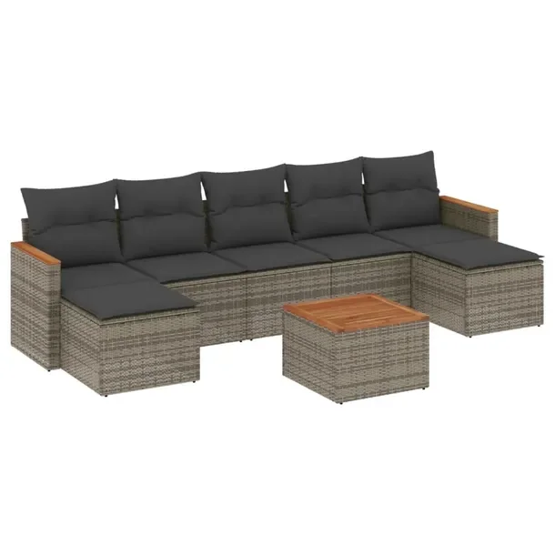 Zestaw mebli ogrodowych szary z rattanem PE i stali, wymiary: 55x62x69 cm