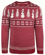 Swetry męskie - Sweter Świąteczny w Norweski Wzór - Czerwony - Brave Soul - miniaturka - grafika 1
