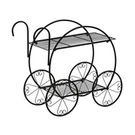 Pozostałe ozdoby ogrodowe - KWIETNIK METALOWY STOJAK CZARNY LOFT WÓZEK - miniaturka - grafika 1