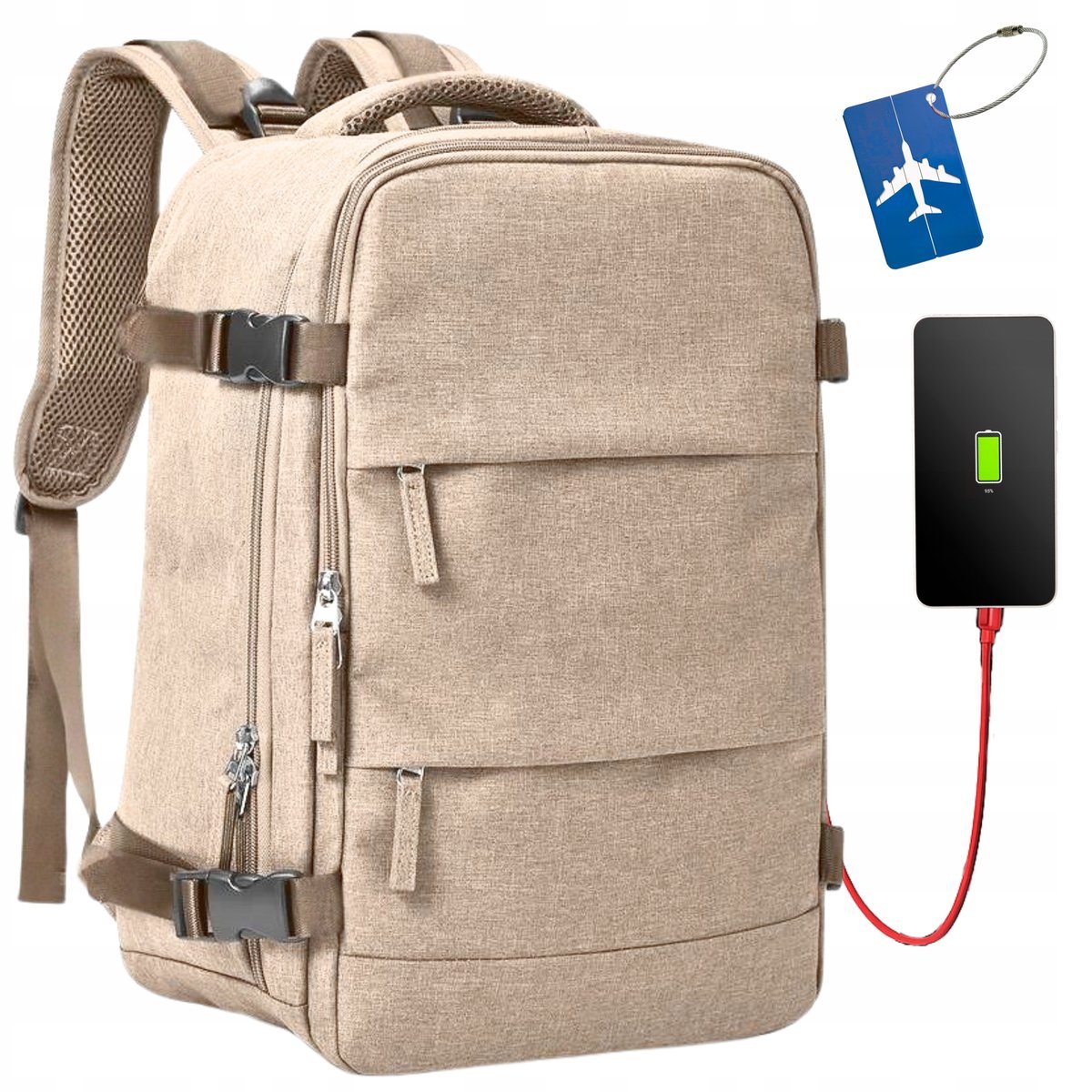 PLECAK PREMIUM BAGAŻ DO SAMOLOTU RYANAIR WIZZAIR 40x25x20 Z ZAWIESZKA