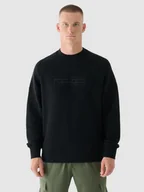 Bluzy sportowe męskie - Męska bluza dresowa nierozpinana bez kaptura 4FWAW24TSWSM1255 - czarna - miniaturka - grafika 1