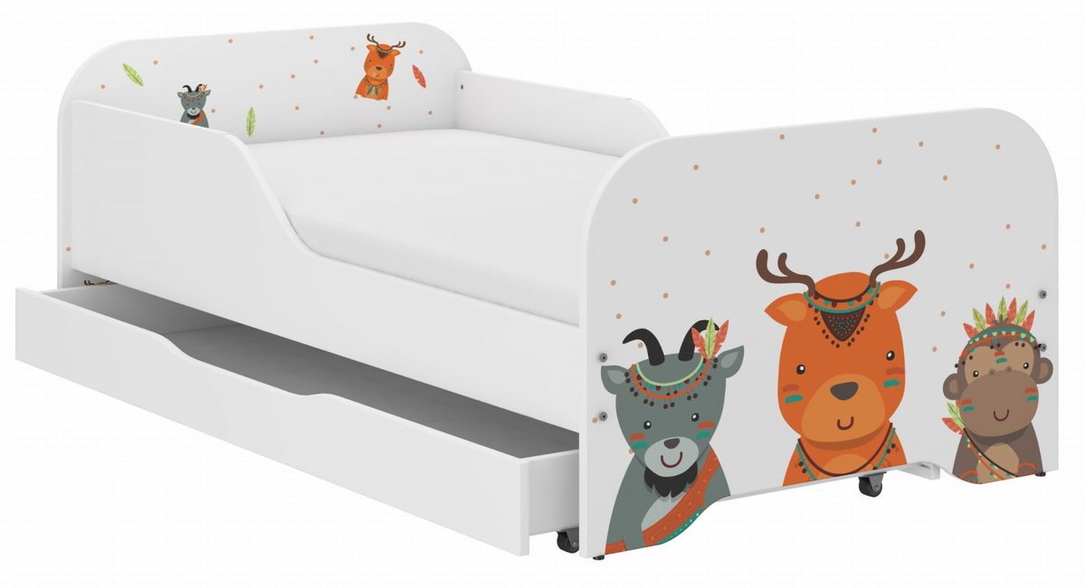 Łóżko dziecięce MIKI 140x70 INDIAN ANIMALS