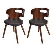 Krzesła - vidaXL Krzesła jadalniane, drewniana rama, brąz, nietypowe z wycięciem - miniaturka - grafika 1