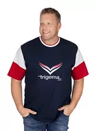 Koszulki męskie - Trigema T-shirt męski z kontrastowymi wstawkami, Niebieski (granatowy 046), 4XL - miniaturka - grafika 1