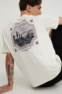 Koszulki męskie - Billabong t-shirt bawełniany męski kolor beżowy z nadrukiem - grafika 1