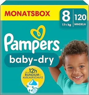 Pieluszki Pampers Baby-Dry Rozmiar 8 120 szt. 17kg + Duże Opakowanie - Pieluchy - miniaturka - grafika 1