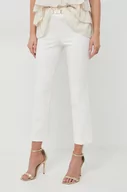 Spodnie damskie - Twinset spodnie damskie kolor beżowy fason cygaretki high waist - miniaturka - grafika 1