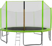 Trampoliny - Aga Sport Pro Trampolina Aga SPORT PRO 430 cm Jasnozielona + siatka ochronna + drabinka + kieszeń na buty - miniaturka - grafika 1