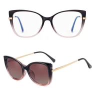 Okulary przeciwsłoneczne - 2w1 Okulary damskie do komputera z nakładką przeciwsłoneczną na magnes Clip-On 25138E fioletowe - miniaturka - grafika 1
