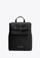 Torebki damskie - Damski plecak z imitacji skóry z dekoracyjnym paskiem czarno - srebrny - miniaturka - grafika 1