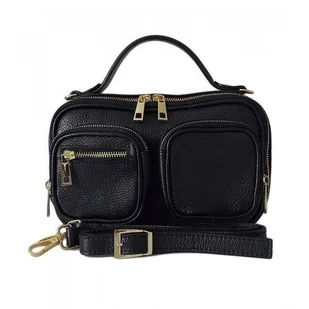 Zgrabny elegancki kuferek, listonoszka kieszonki A5 złote okucia Vera Pelle Czarna VPMC15N - Torebki damskie Zgrabny elegancki kuferek, listonoszka kieszonki A5 złote okucia Vera Pelle Czarna VPMC15N - Torebki damskie - miniaturka - grafika 1