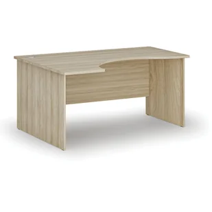 Biurko narożne PRIMO WOOD, 1600 x 1200 mm, lewe, dąb naturalny - Biurka - miniaturka - grafika 1