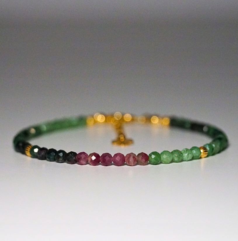 Bransoletka Szczęścia Szmaragd x Rubin Układany 3mm - Crystals Break