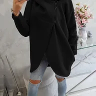 Kurtki damskie - TEMU Damski Płaszcz z Kapturem - Casualowa Kurtka z Długim Rękawem i Zamkiem Błyskawicznym, Pełny Zamek z Przodu, Pranie w Praniu Maszynowym, - miniaturka - grafika 1