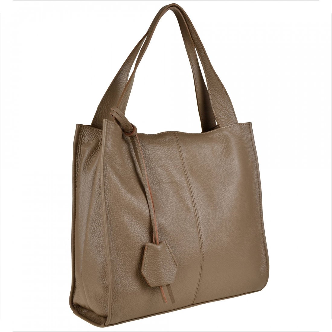 Duża torebka włoska shopper bag taupe brązowa skóra naturalna