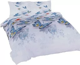 Matex Pościel bawełniana 220x200 Motylki biała niebieska Universal - Pościel - miniaturka - grafika 1