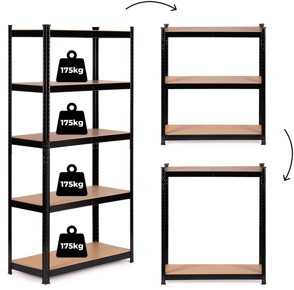 Regał metalowy magazynowy 180x90x40 cm do garażu piwnicy 5 półek 875 kg ModernHome