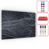 Tablice i flipcharty - Tablica na magnesy METALboards, ciemny kamień 60x40 cm + zestaw akcesoriów - miniaturka - grafika 1