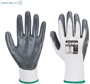 PORTWEST A310 RĘKAWICA FLEXO GRIP POWLEKANA NITRYLEM; SZARY/BIAŁY - Rękawice robocze - miniaturka - grafika 1
