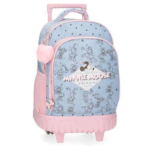 Joumma Disney Minnie American Darling Plecak Compact 2 Wheels Niebieski 32x43x21 cms Poliester 28,9L, niebieski, Kompaktowy plecak 2 koła