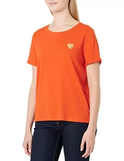 Koszulki i topy damskie - ONLY Damska koszulka Onlkita S/S z logo Noos, Red Clay/Print:gold Glitter Heart, S - grafika 1