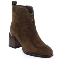 Botki damskie - Skórzane botki na ozdobnym słupku brązowe Vinceza 66811a - miniaturka - grafika 1