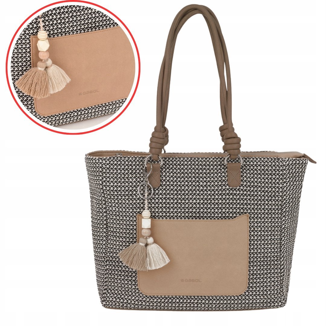 Torebka damska typu shopper beżowa słomkowa boho DOLCE