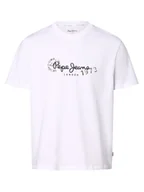 Koszulki męskie - Pepe Jeans Koszulka męska - Camille Mężczyźni Dżersej biały nadruk, M - miniaturka - grafika 1