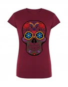 Koszulki i topy damskie - T-Shirt damski nadruk kolorowa czaszka r.L - miniaturka - grafika 1