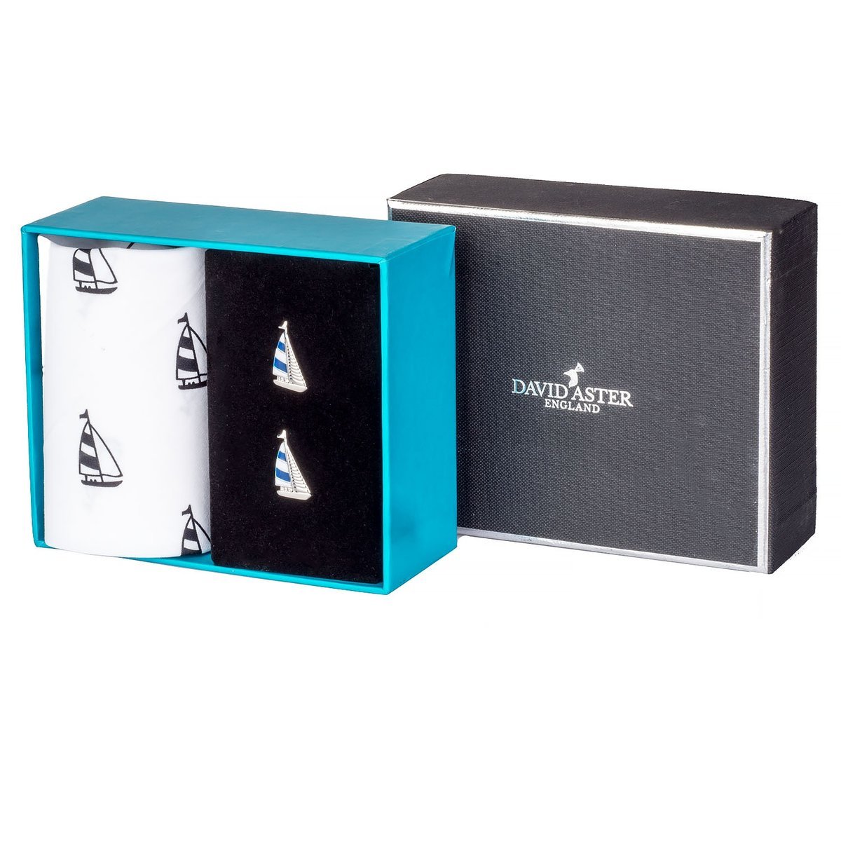 Zestaw prezentowy Spinki i Chusteczka Żaglówki HS-07