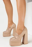 Czółenka - Beżowe Czółenka na Wysokim Słupku i Platformie Avezi - miniaturka - grafika 1