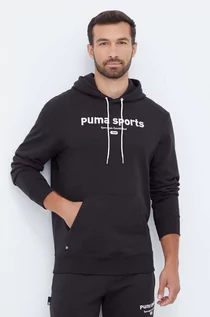 Bluzy męskie - Puma bluza bawełniana męska kolor czarny z kapturem z aplikacją - grafika 1