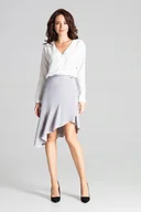 Spódnice - Elegancka SPÓDNICA z asymetryczną falbaną Z GUMKĄ szara XL - miniaturka - grafika 1