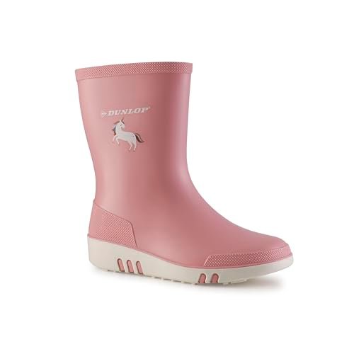 Dunlop Mini dziecięce kalosze – w 100% wodoszczelne, kalosze dla dzieci; dla dziewcząt i chłopców – rozmiar 20-30, Rosa, 27 EU