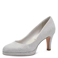 Czółenka - Tamaris Damskie czółenka tekstylne wegańskie szpilki, Silver Glam, 42 EU - miniaturka - grafika 1