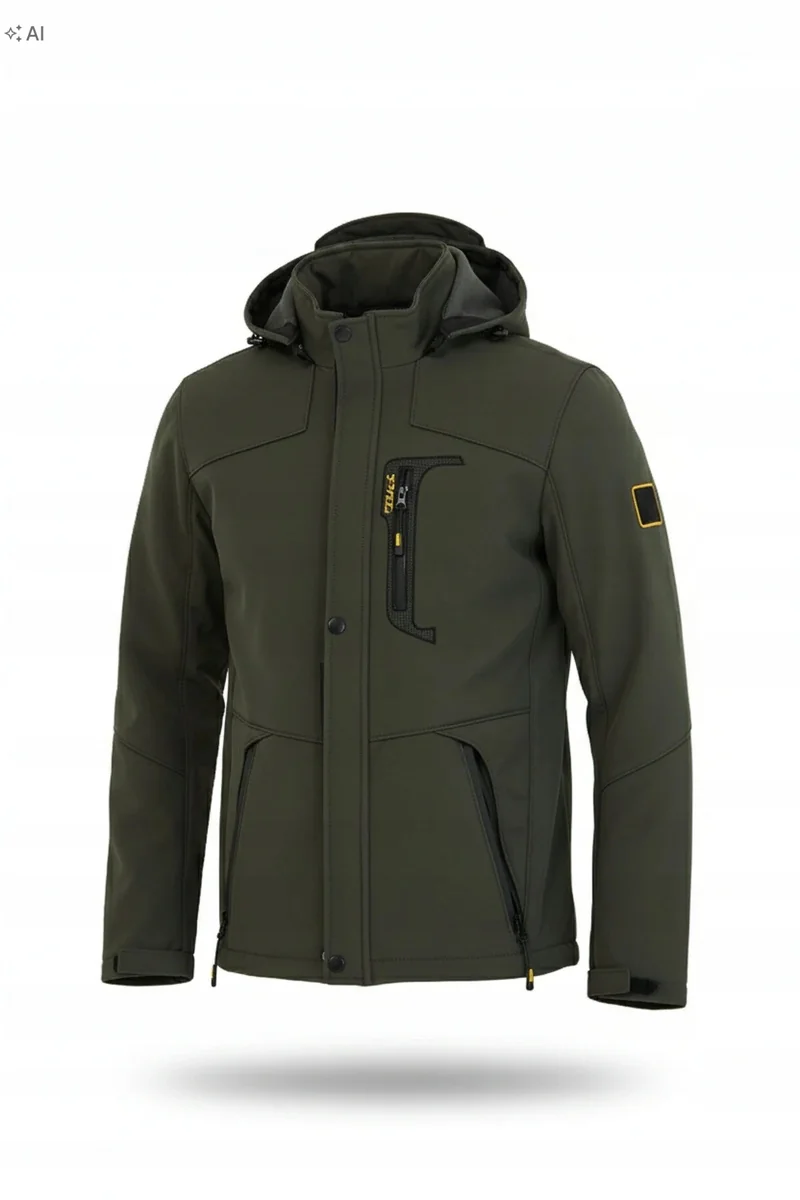 MĘSKA KURTKA SOFTSHELL SPORTOWA Z KAPTUREM I ZAMKIEM XXL 5IA